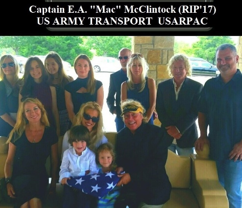 Captain E.A. Mac McClintock US ARMY TRANSPORT USARPAC Family Photo with Flag